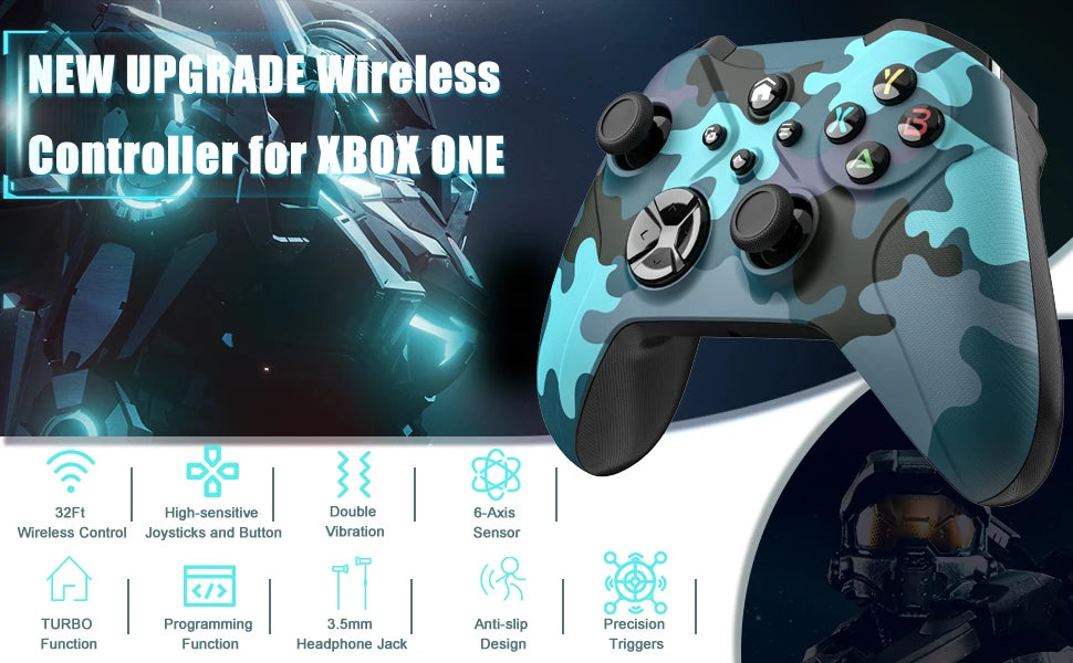 Mando de Juego Inalámbrico para Xbox One Series X/S con Wifi, Sensor Giroscópico de 6 Ejes, Doble Vibración, Joystick con Efecto Hall