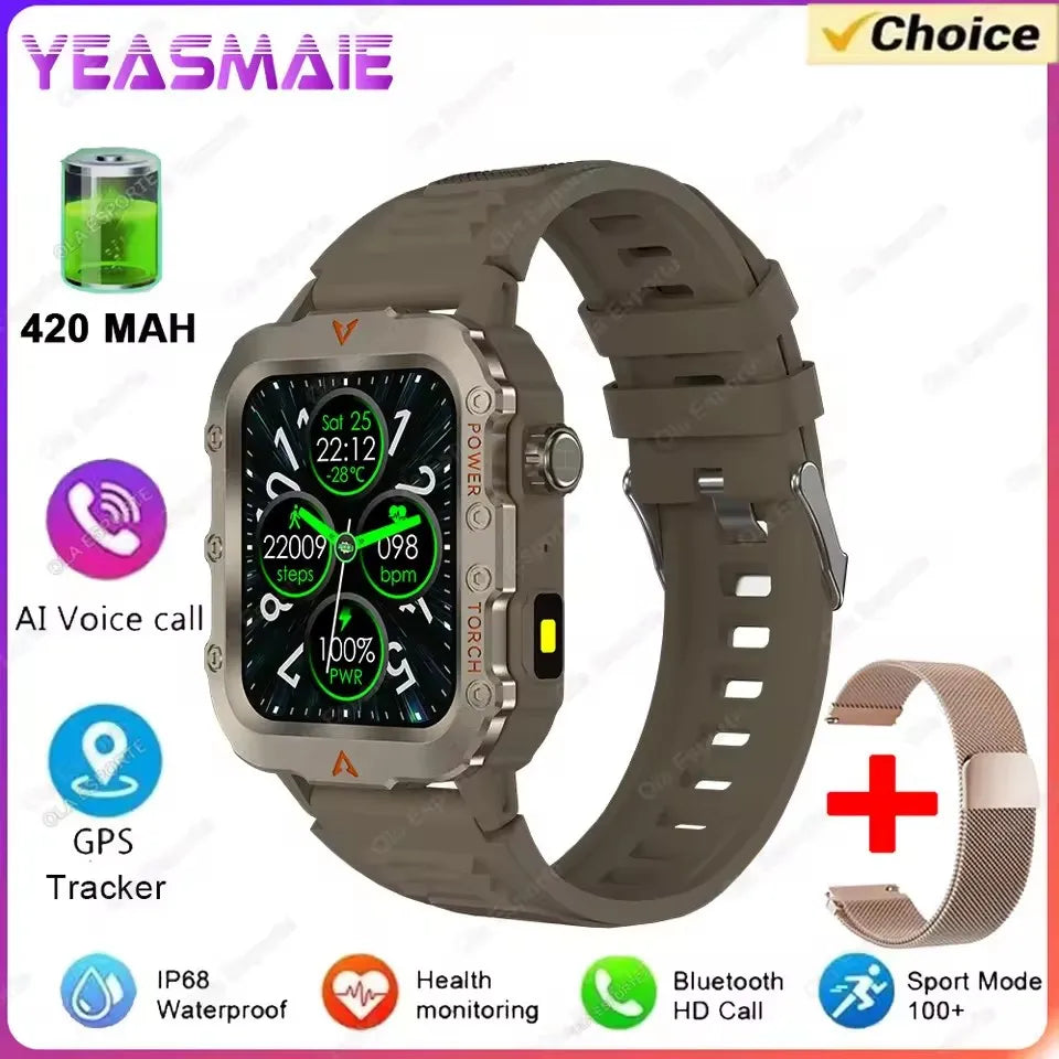 Smartwatch Militar Resistente con Llamadas Bluetooth y Voz AI