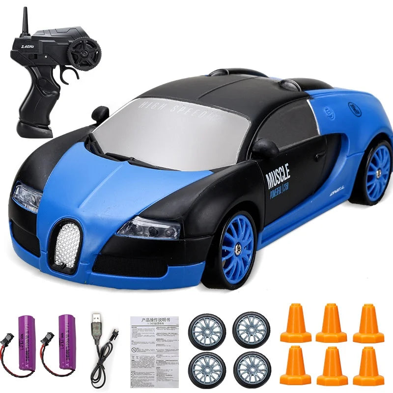 Coche de Carreras Teledirigido 2.4G 4WD, Modelos AE86, GTR, Ferrari, BMW