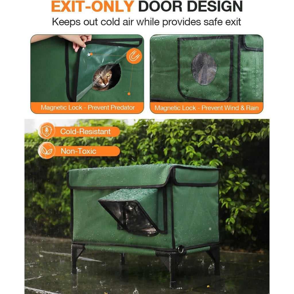 Casa para Gatos de Exterior Impermeable, Plegable y Cálida