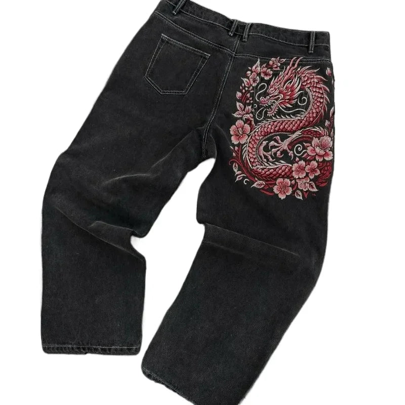 Pantalones Vaqueros Holgados Vintage de Pierna Ancha Y2K para Mujer