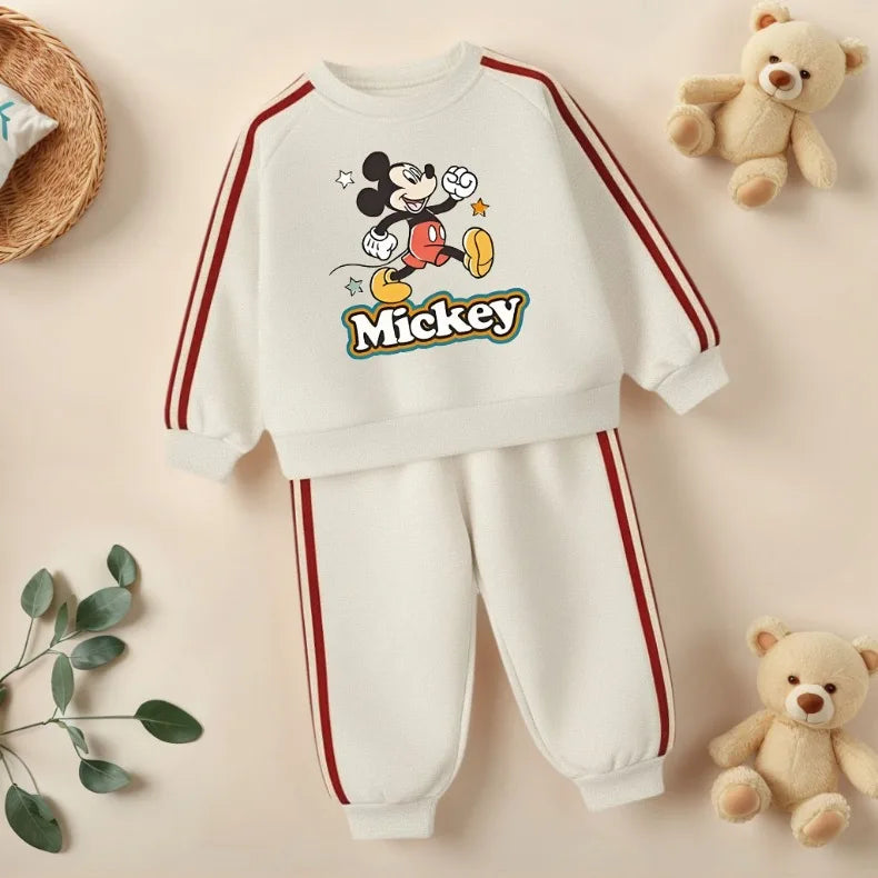 Conjuntos de sudaderas informales con estampado de dibujos animados para niños, sudaderas con capucha y cuello redondo, pantalón largo, traje de dos piezas, chándal para niñas, primavera 2026