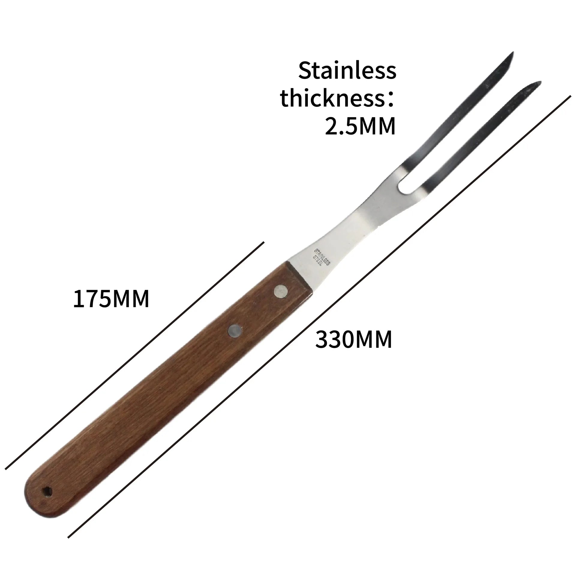 Tenedor para carne, tenedor para tallar carne de acero inoxidable con mango largo, tenedor para parrilla de punta afilada, tenedor para servir pollo, pavo, ternera JT566
