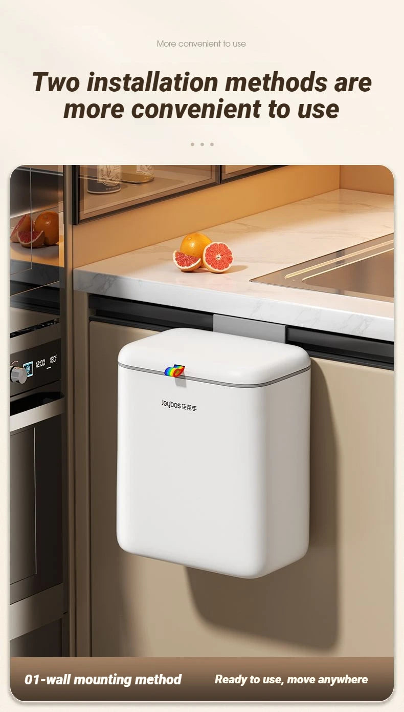 Cubo de basura de pared Joybos 12L con tapa deslizante para baño y cocina