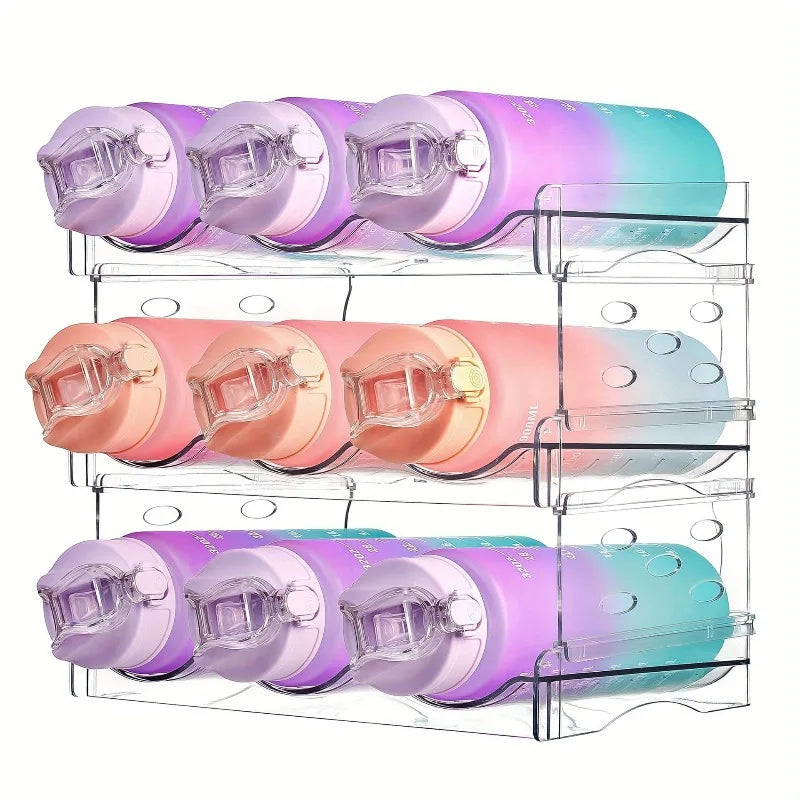 Estante modular expandible para almacenamiento de tazas, organizador transparente de 2 a 3 capas para vasos aislantes, copas de vino, encimera de cocina