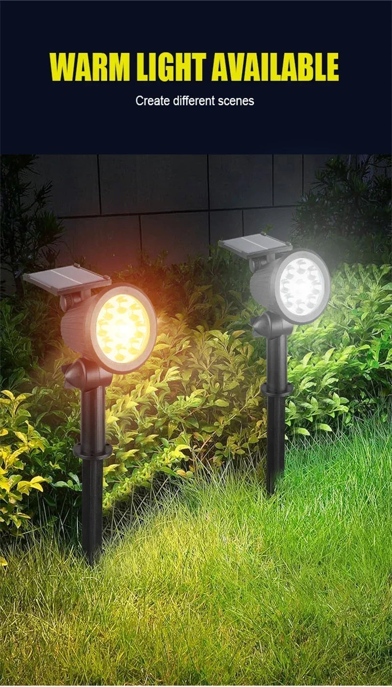 Luces solares al aire libre impermeables, luz de jardín de Navidad de Halloween, focos de paisaje de colores, iluminación de lámpara puntual