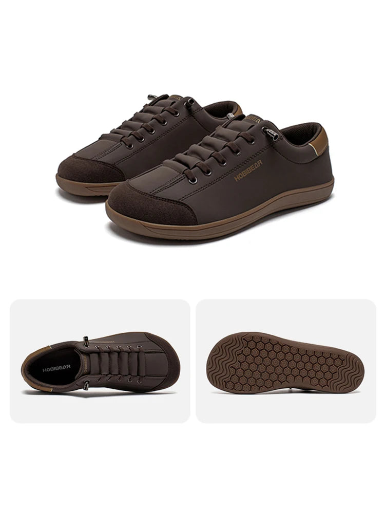 HOBIBEAR zapatos descalzos Unisex punta ancha zapatillas de deporte de cuero Artificial Zero Drop Slip On zapatos cómodos ligeros al aire libre