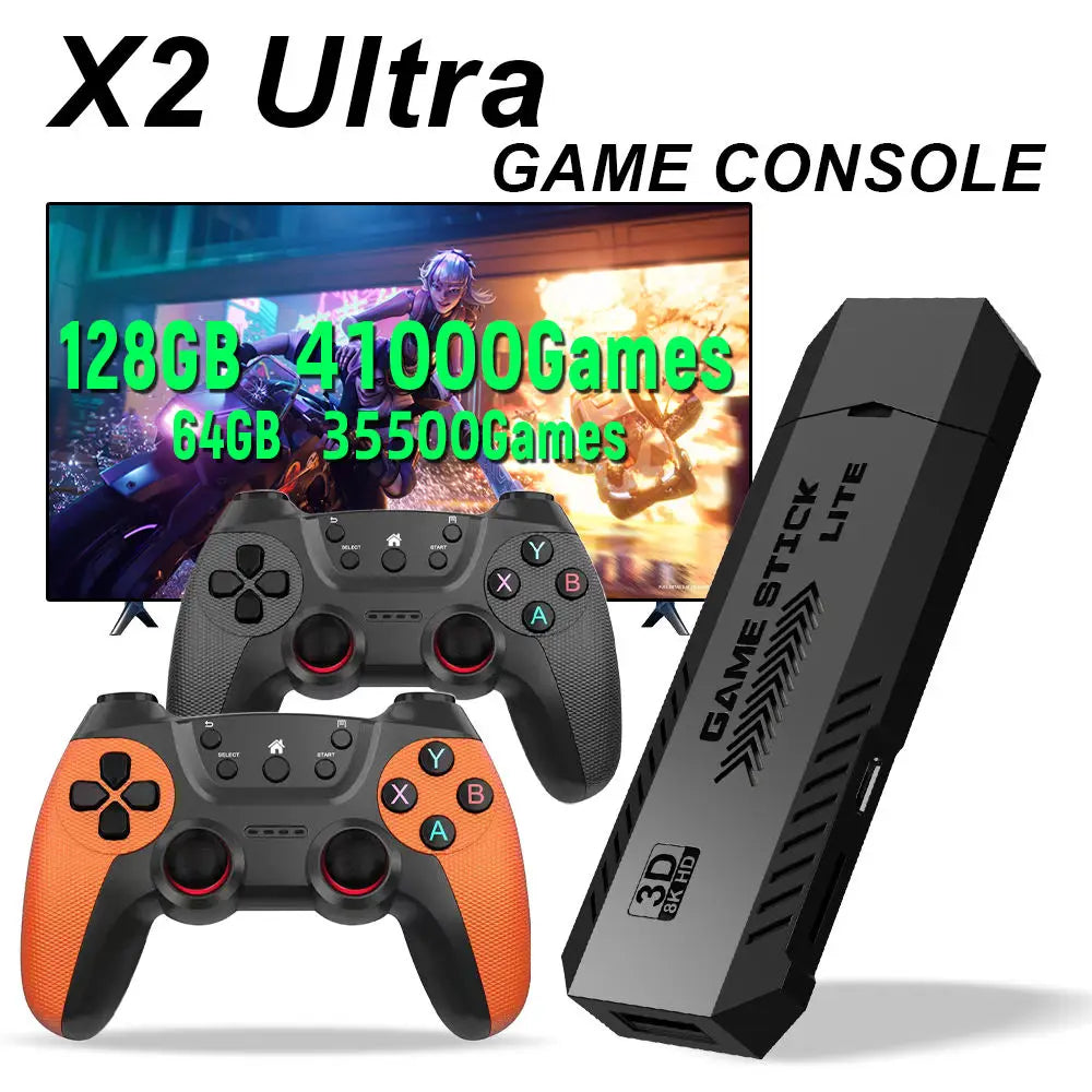 Consola de Juegos Portátil X2 Ultra Pro Retro con 64GB/128GB, Video 4K, Control Inalámbrico, Compatible con Formatos de Juego FC y GBC