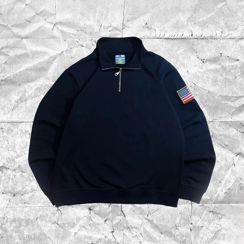 Sudadera Y2K con Cremallera, Bordada, Vintage Americana, Unisex