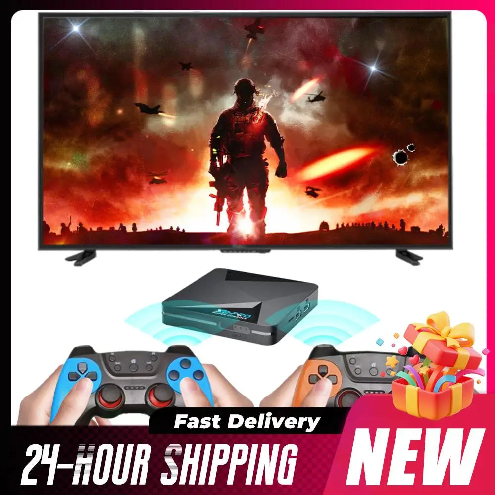 (UE) nueva consola de juegos Retro X2 PRO 64/128/256GB 4K TV Box integrada más de 65000 juegos con 2 Gamepads controladores inalámbricos Arcade