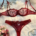 Conjunto de Sujetador y Braguitas con Bordado Floral para Mujer