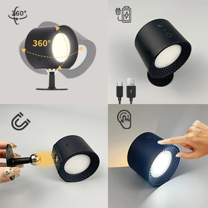Lámpara LED de Pared Doble Cabezal Táctil 360°