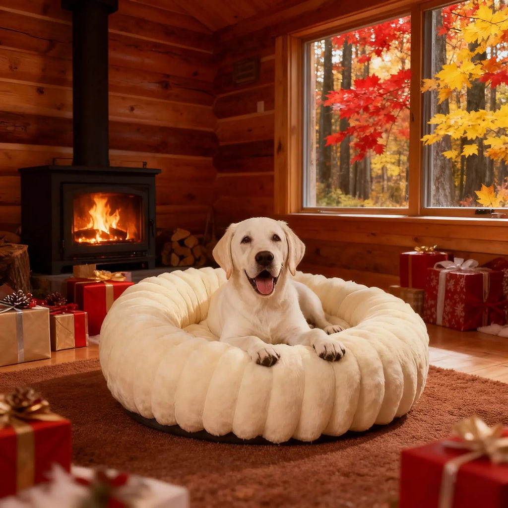 Cama Donut para Gatos y Perros Pequeños con Felpa Suave
