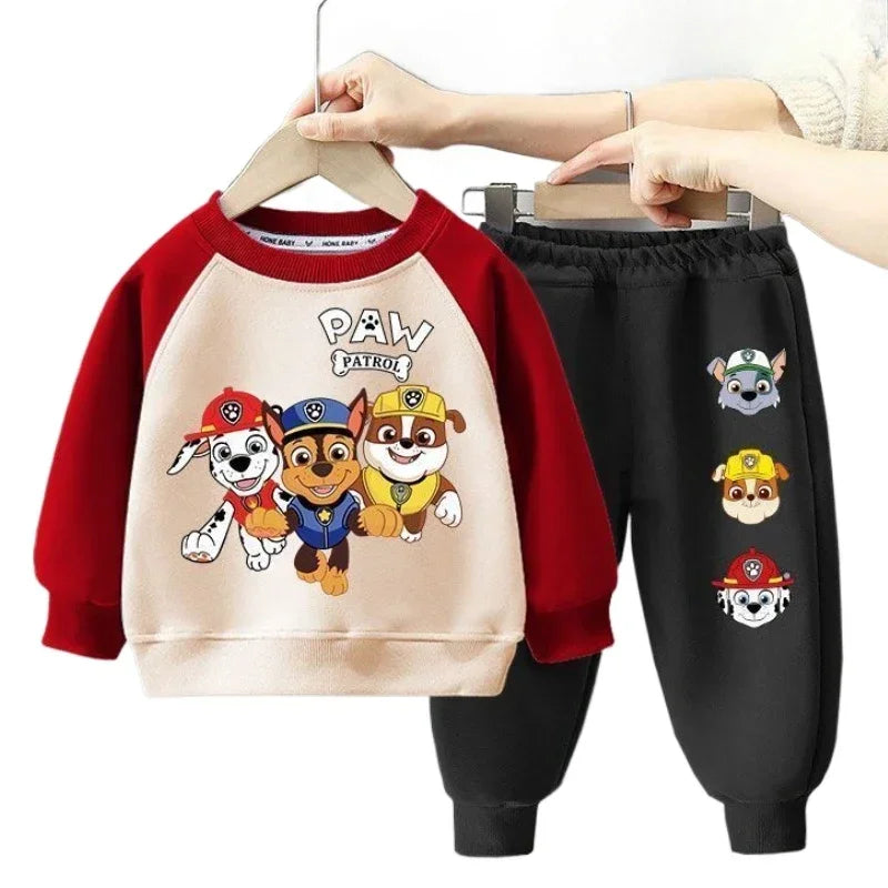 Conjuntos de sudadera de manga larga para niños de PAW Patrol, primavera y otoño, jersey + pantalón para niños, traje de 2 piezas, conjuntos de ropa deportiva para niños