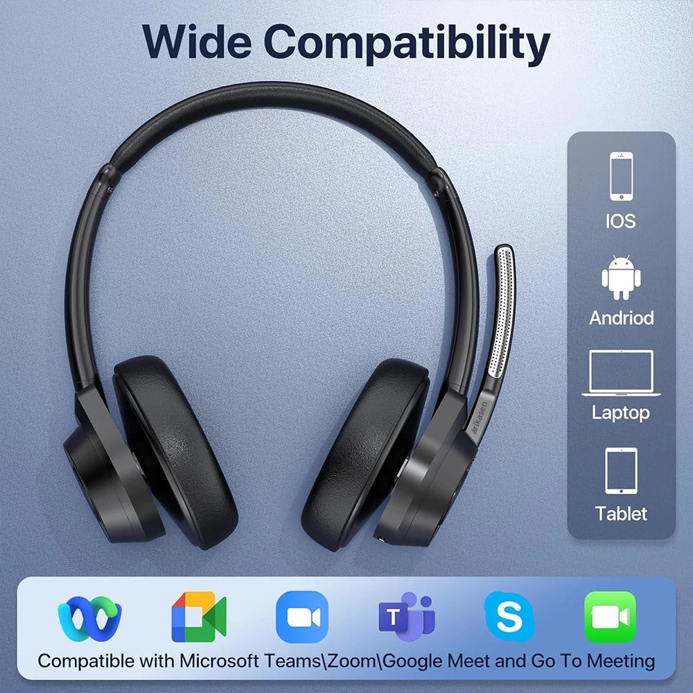 Auriculares Bluetooth 5.4 con Micrófono ENC y Conexión Multipunto