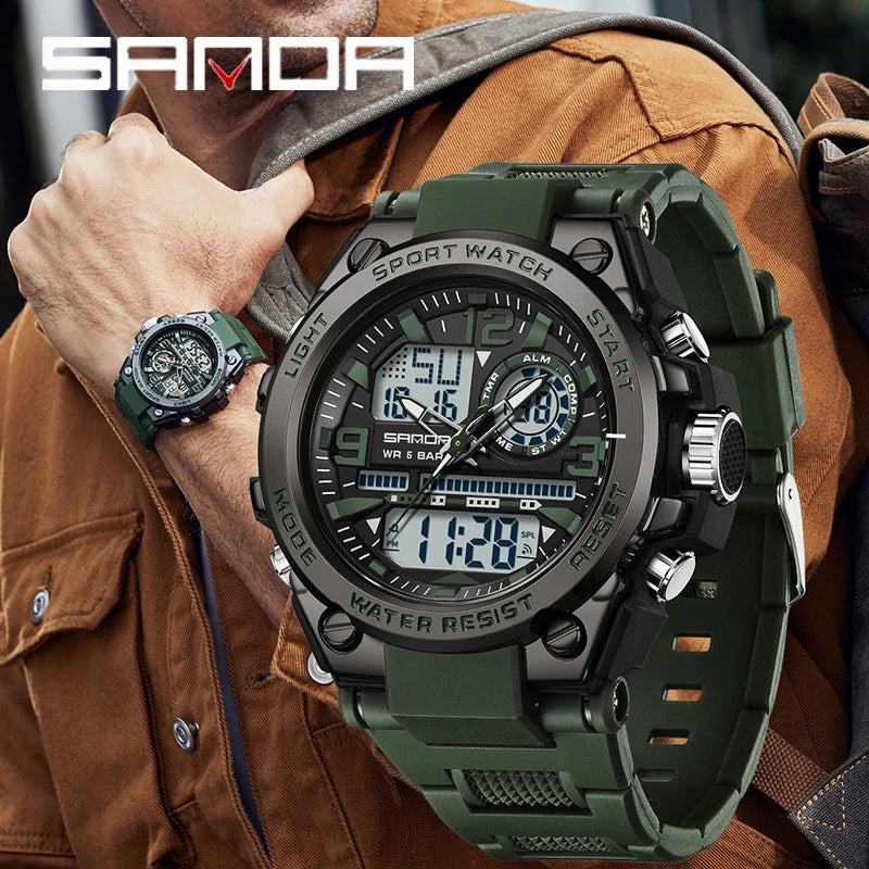 Reloj Militar SANDA Pantalla Dual LED Digital para Hombre