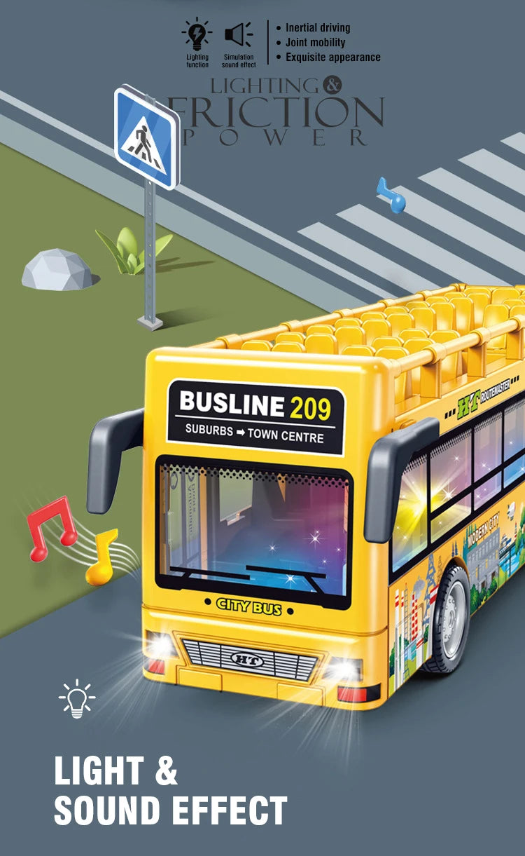 Autobús de Dos Pisos de Juguete con Luces y Sonido