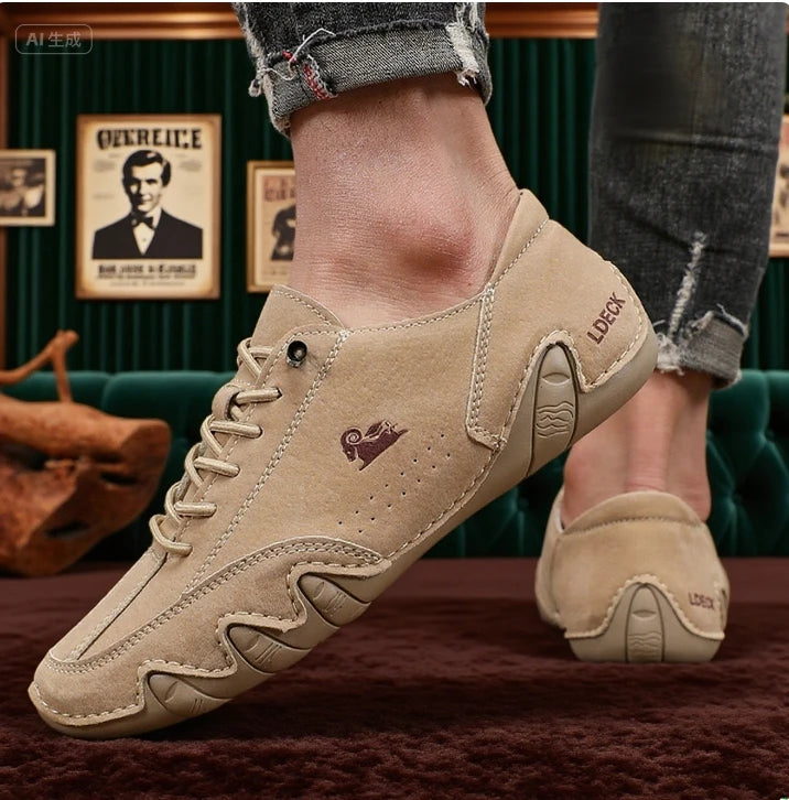 Botines para hombre con costuras a la moda, zapatos informales ligeros y cómodos para caminar, tenis transpirables, zapatos para conducir al aire libre