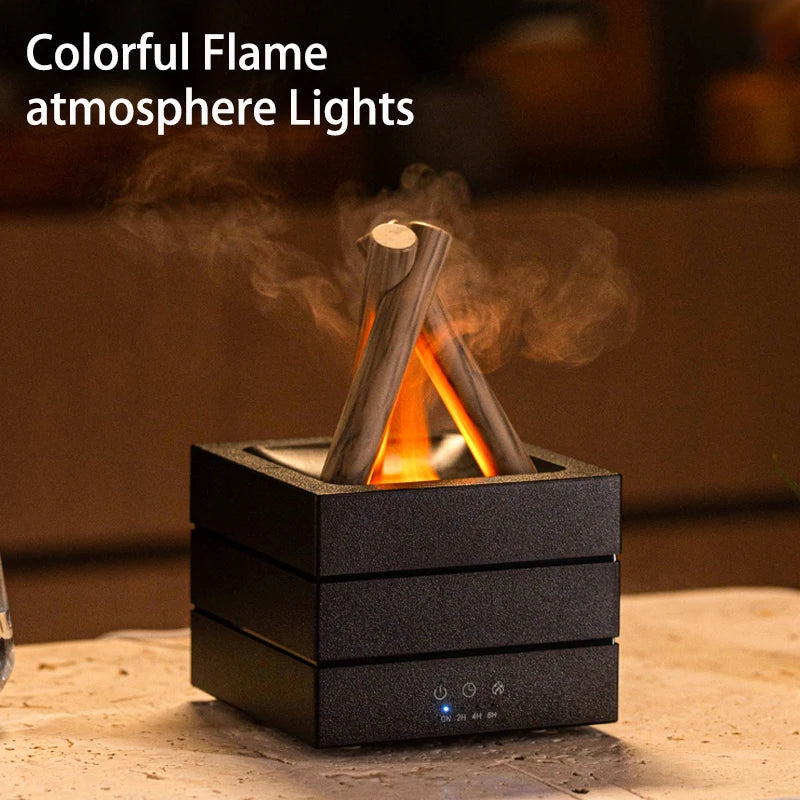 Difusor de Aroma de llama de 280ml, humidificador de aire USB, luz de ambiente colorida y Control remoto, difusor de Aroma de aceite esencial de hoguera
