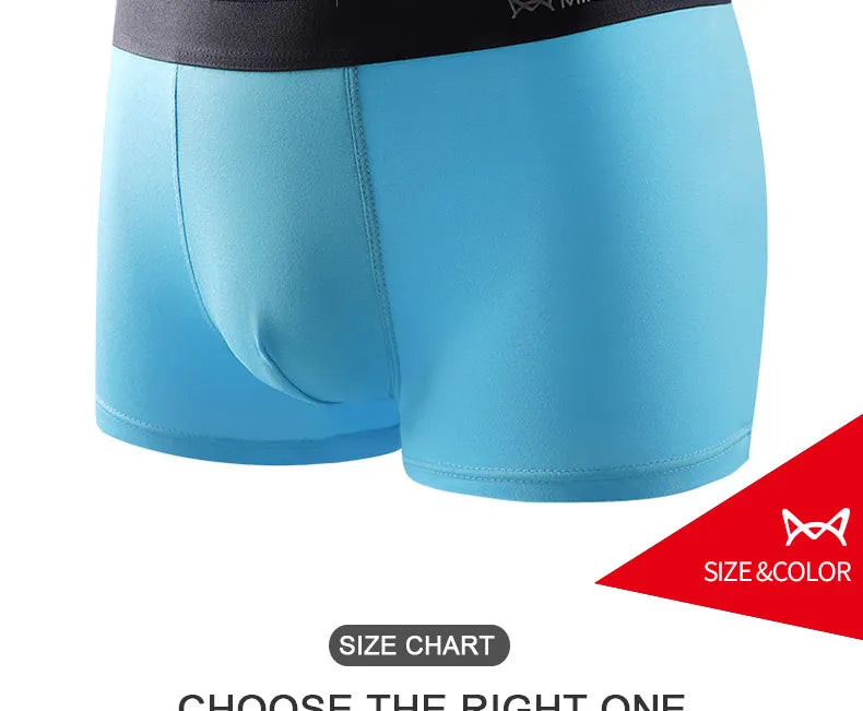 MiiOW-bóxer de seda de hielo para hombre, ropa interior cómoda de algodón, piezas, antibacteriano, lencería, 3 L-5XL