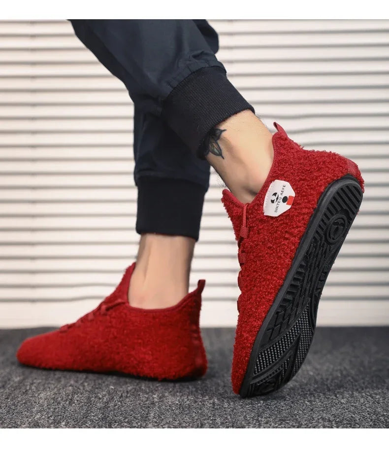 YRZL zapatos de algodón de invierno para hombre, zapatillas de invierno ligeras con cordones cálidos, mocasines de algodón para el hogar y el dormitorio de felpa, zapatos cálidos para hombre