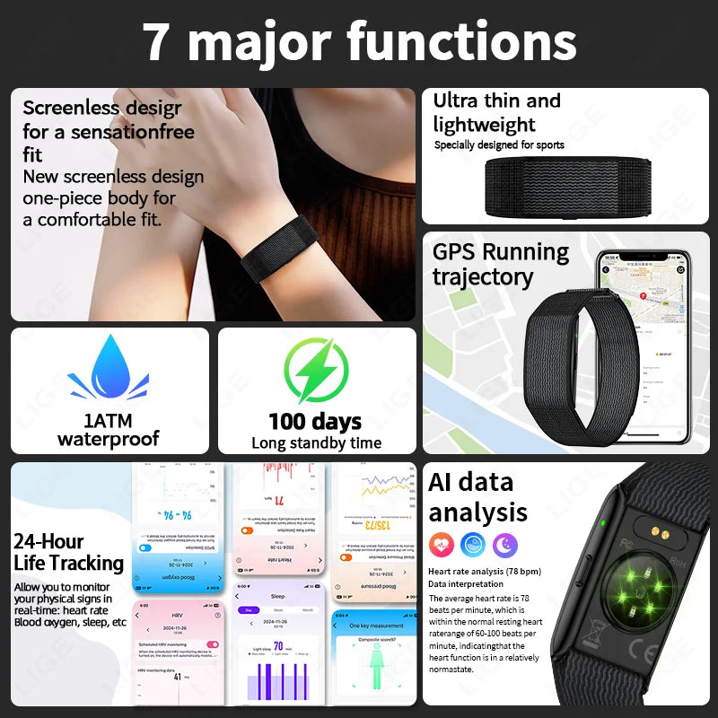 Reloj Inteligente sin Pantalla con HRV y Presión