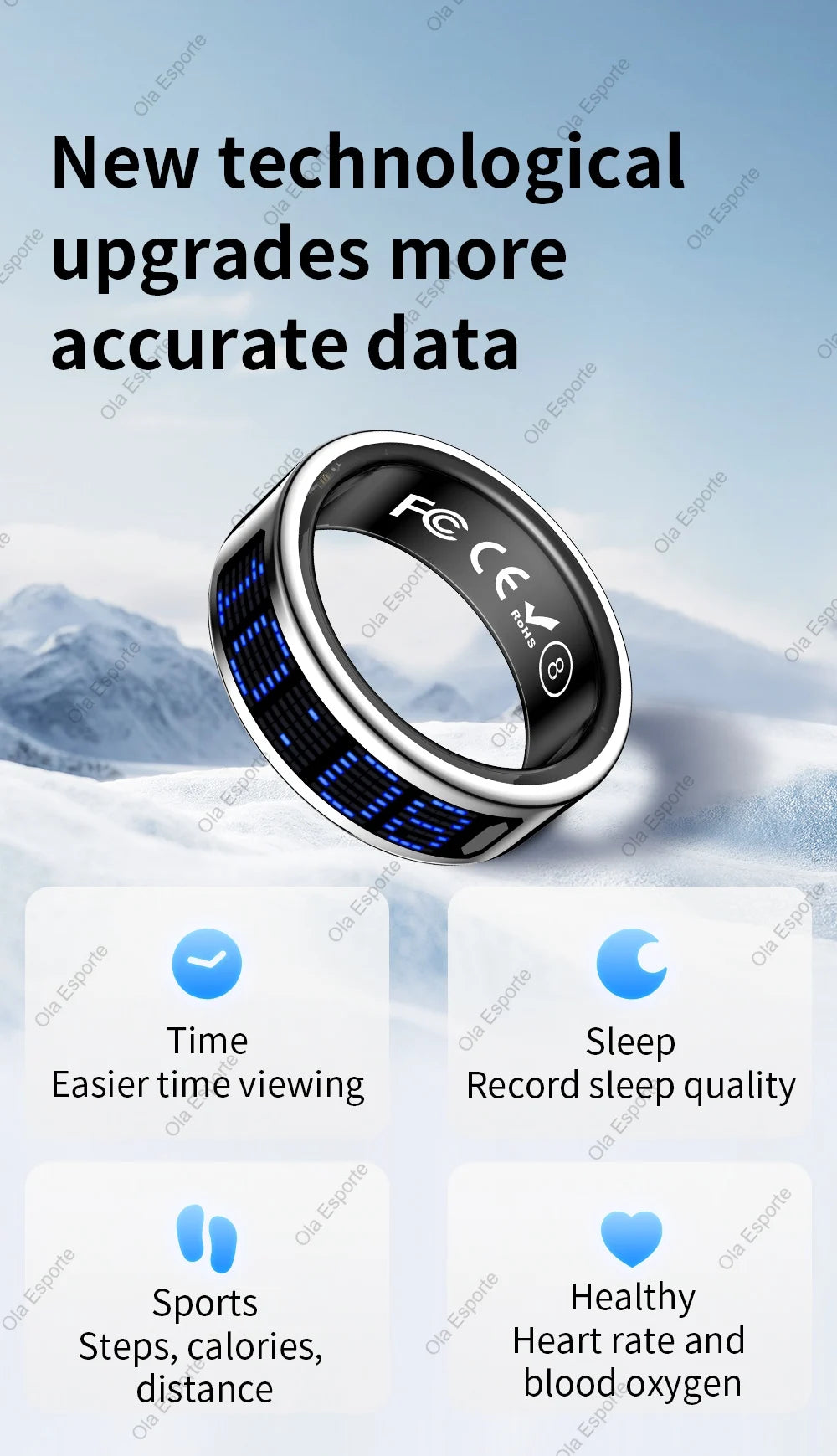 Anillo Inteligente Monitor Cardíaco y Oxígeno 5ATM