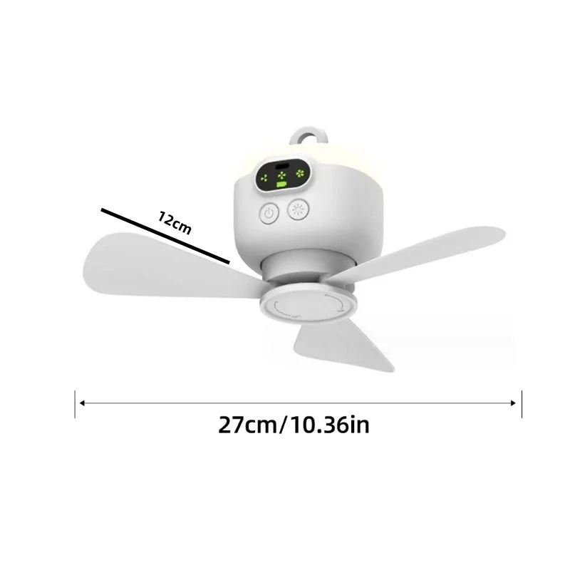 Nuevo ventilador de techo de viento grande recargable por USB, lámpara de noche con aspas extraíbles, iluminación de 8000mAh \ 12000mAh de capacidad, ventilador para exteriores para el hogar