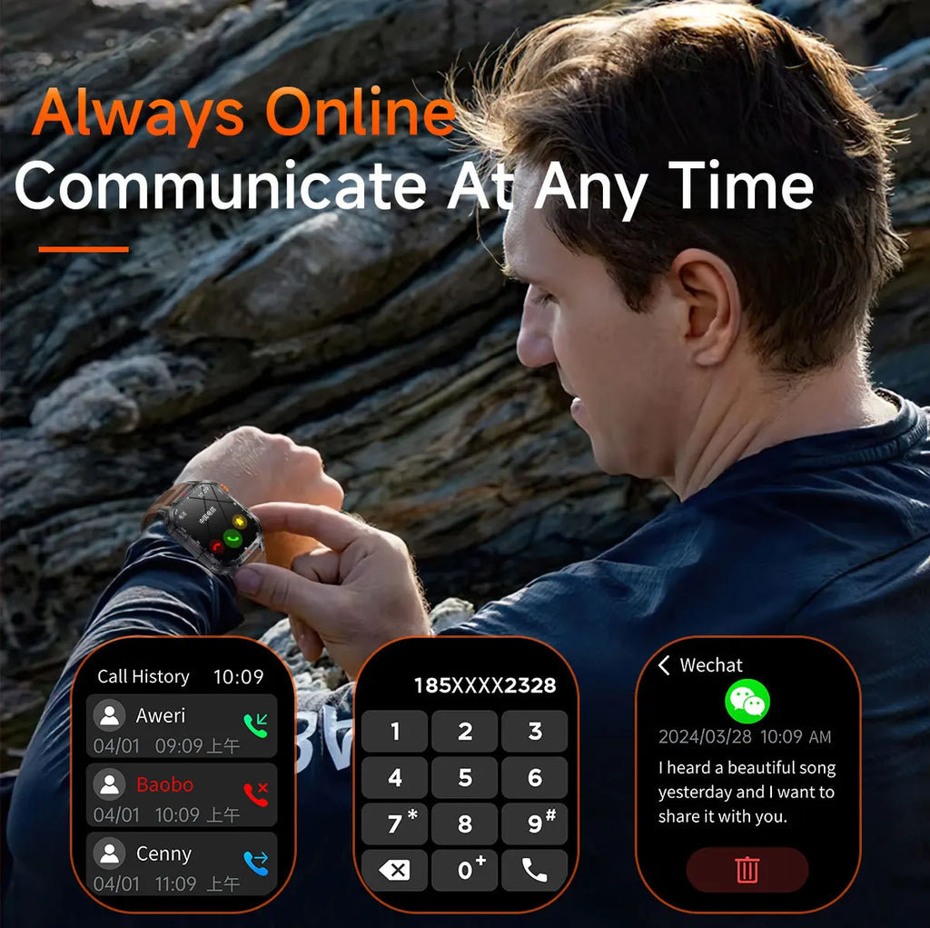 Reloj inteligente de gran tamaño para hombre, iluminación militar para exteriores, batería de 1100Mah, rastreador de Fitness GPS, reloj inteligente de ritmo cardíaco resistente al agua y 10ATM