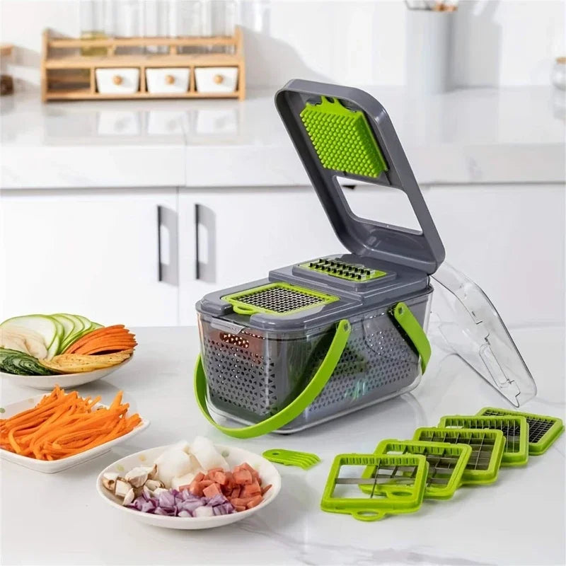 Set 22 Piezas Picadora Manual Cortador Verduras y Cebolla