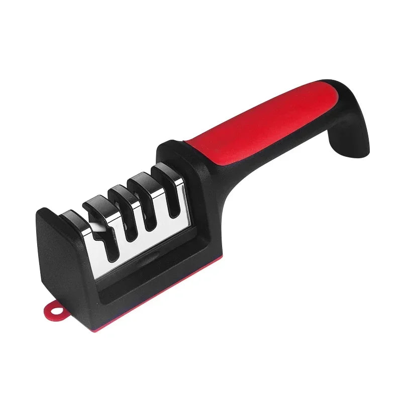 Afilador de Cuchillos de Cocina de 3 Segmentos, Multifuncional, Manual, 3/4 Usos, Piedra de Afilar Negra, Herramientas para Afilar Cuchillos
