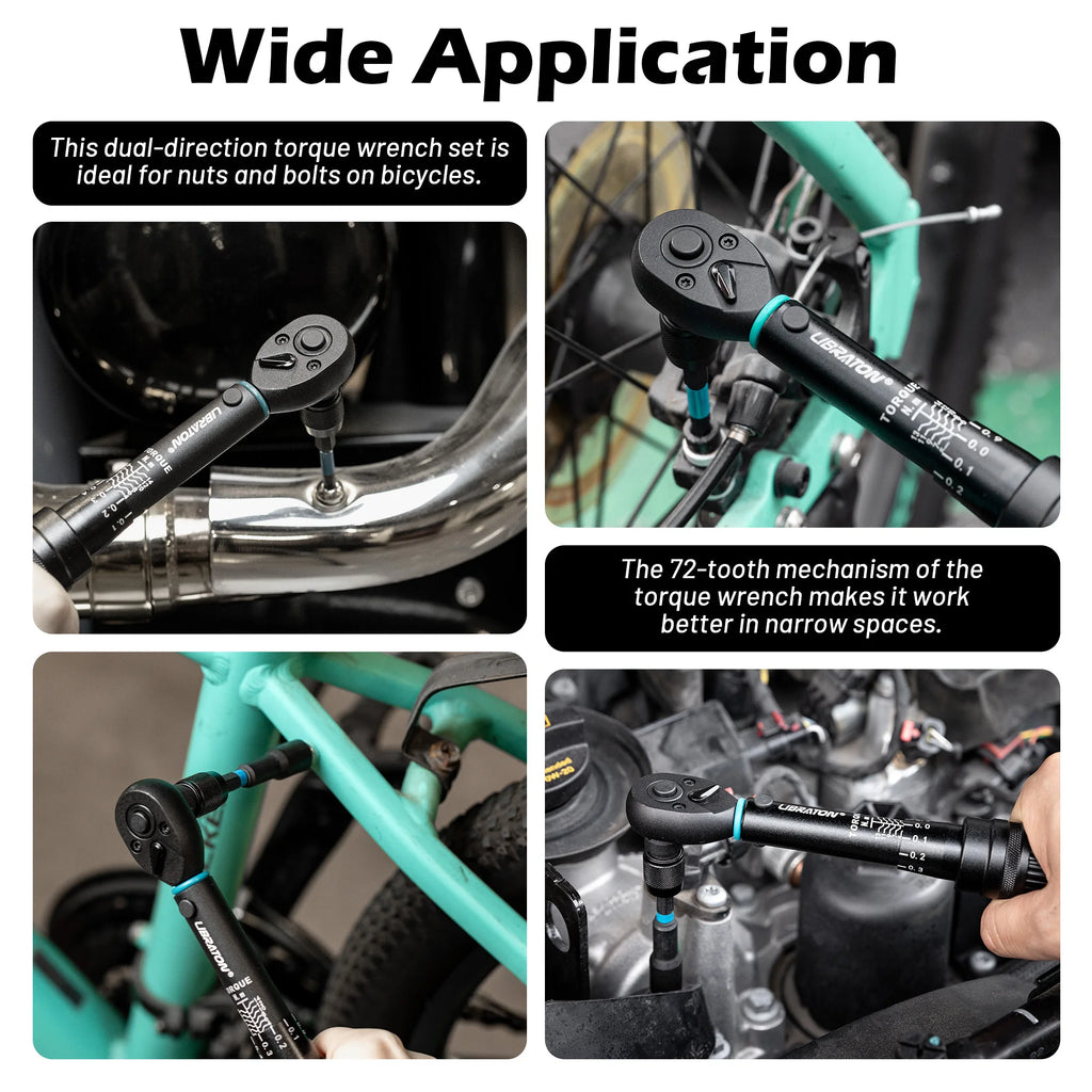 Llave dinamométrica para bicicleta de 1/4 ", 2-14Nm, 21 Uds., juego de llaves dinamométricas para bicicleta, llave de tubo con broca de impacto, Kit de reparación de trinquete para motocicleta y bicicleta