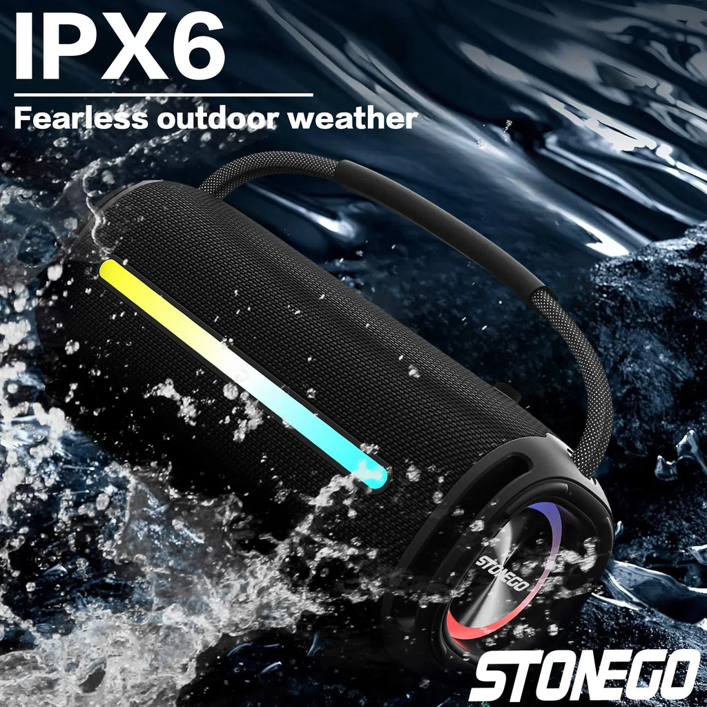 Altavoz inalámbrico portátil Bluetooth 5,3, linterna RGB IPX6, resistente al agua, potente Subwoofer, Audio de alta calidad para exteriores
