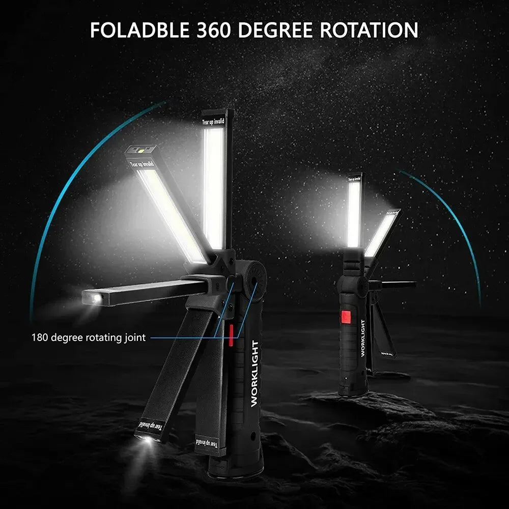 Linterna LED Recargable para Camping con Imán y Gancho, IP64 5 Modos