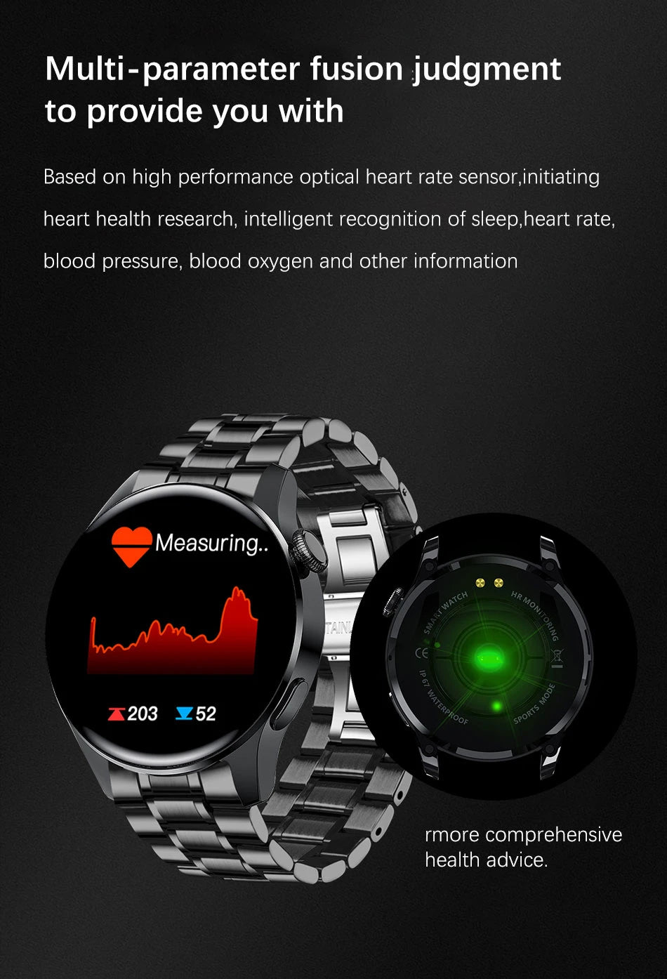 Smartwatch LIGE hombre, llamadas Bluetooth, pantalla AMOLED, resistente al agua
