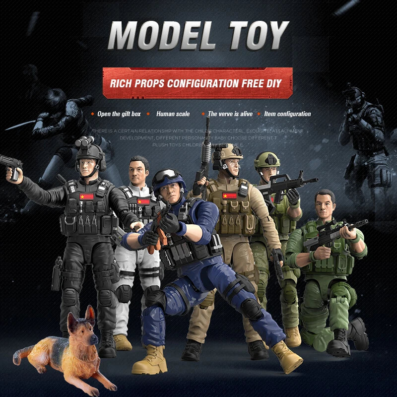 Figura Articulada de Soldado Militar de PVC para Niños