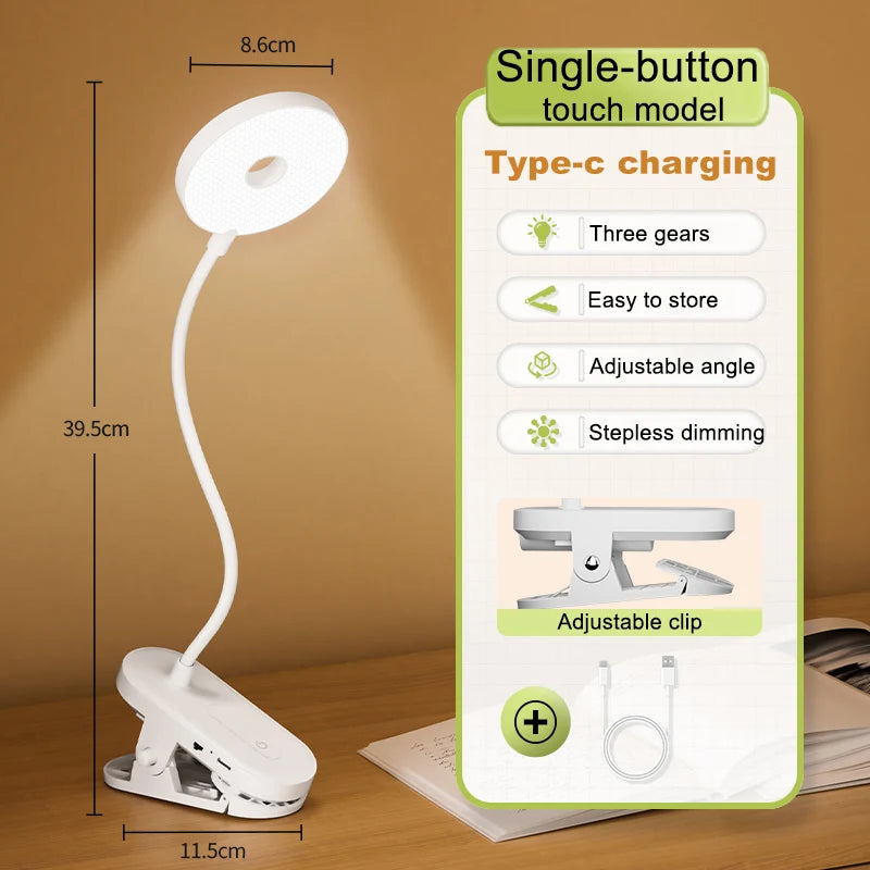 Lámpara de Escritorio LED con Clip y Protección Ocular