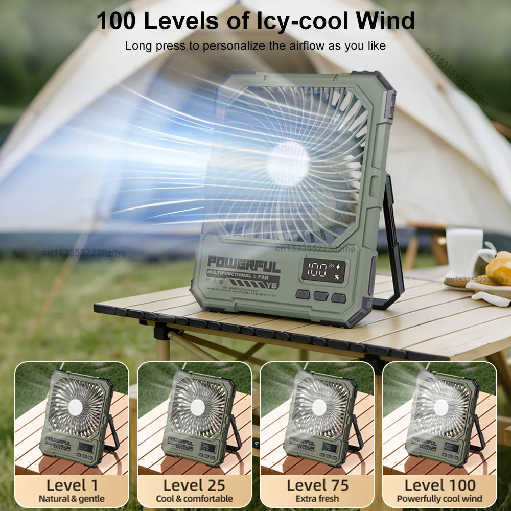 Ventilador de Techo para Acampar 20000mAh con Luz