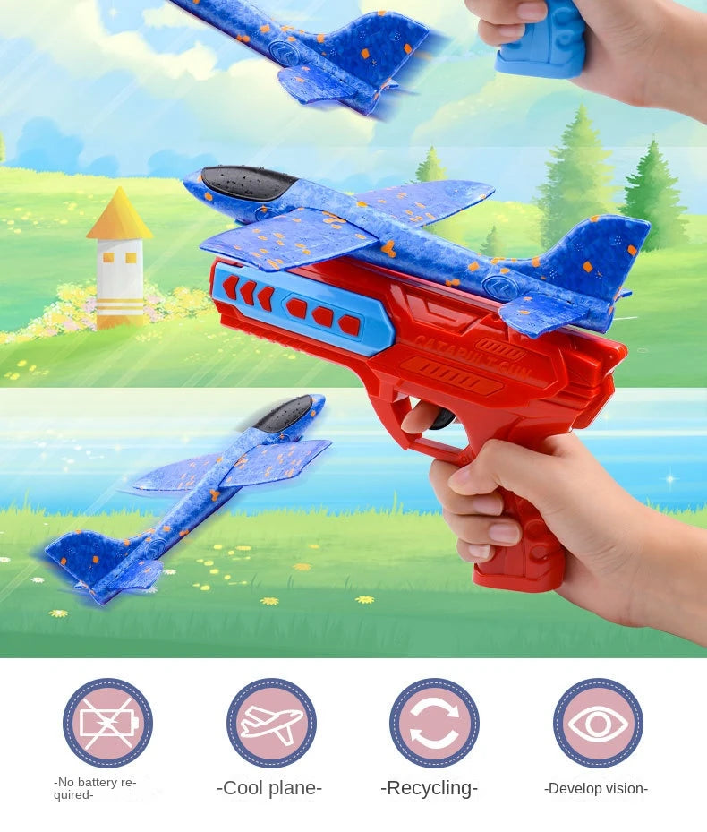Avión de eyección al aire libre para niños, juguetes de espuma, aviones oy gun, juegos al aire libre para padres e hijos, juguetes, regalos para niños, juguete volador
