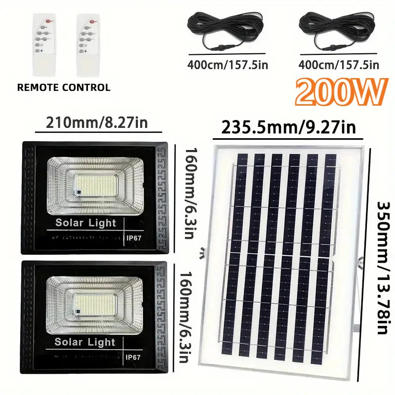 Reflector solar LED 400W 2 cabezales para jardín impermeable IP65