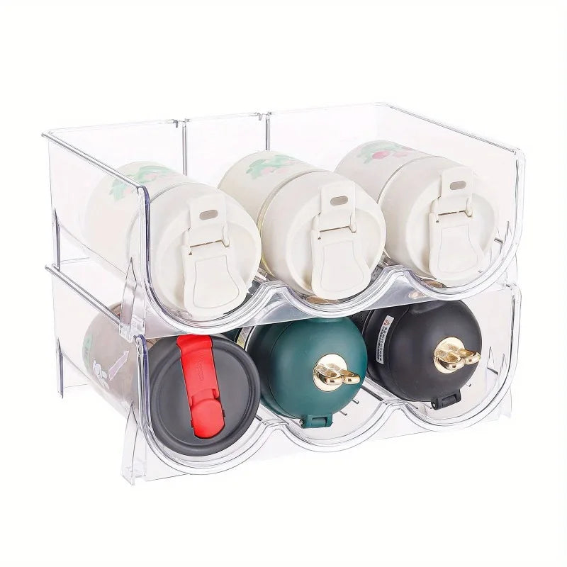 Estante modular expandible para almacenamiento de tazas, organizador transparente de 2 a 3 capas para vasos aislantes, copas de vino, encimera de cocina