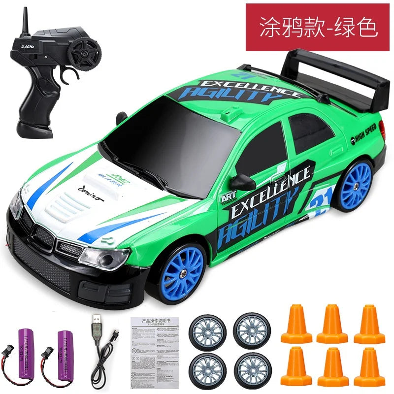 Coche de Carreras Teledirigido 2.4G 4WD, Modelos AE86, GTR, Ferrari, BMW