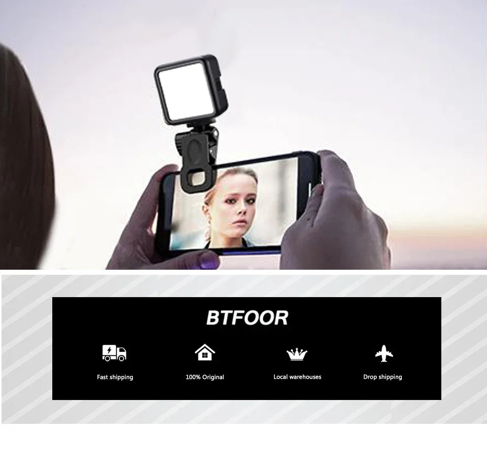 Luz LED con Clip para vídeo, fotografía portátil en cámara, iluminación bicolor de 3000K-7000K, zapata fría para cámara DSLR, videocámara Gopro Vlog
