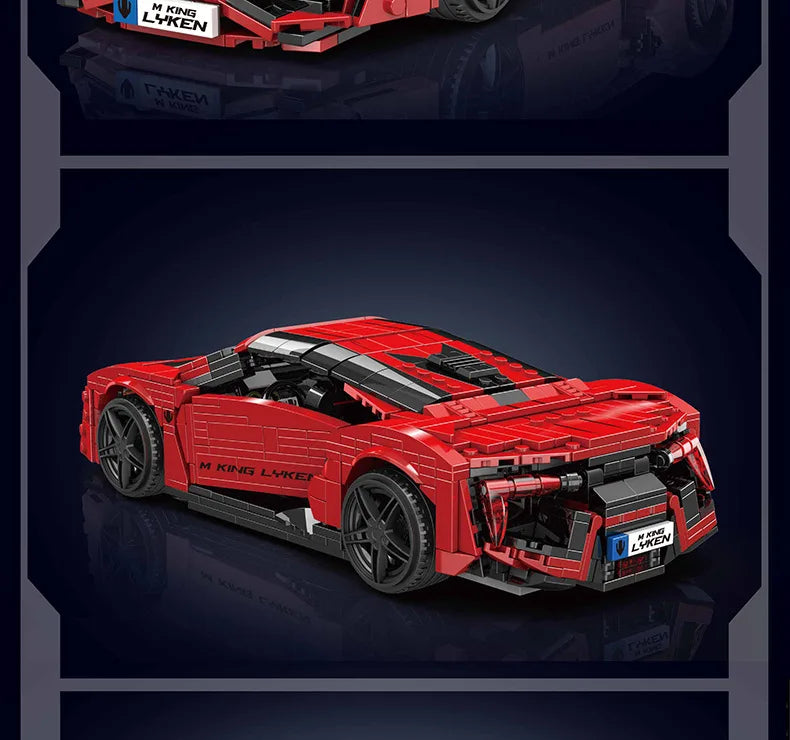 Con caja Original, coches de juguete técnicos, coche de carreras deportivo Lykan rojo, conjunto de bloques de construcción, juego de ladrillos para coche, regalo de Navidad para niños