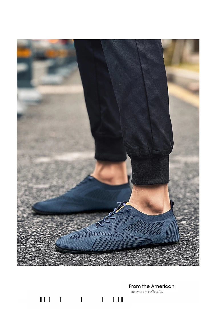 Zapatos informales ligeros sin cuero para hombre, mocasines de malla a la moda para parejas, zapatillas transpirables con cordones para hombre, zapatos planos suaves para Yoga