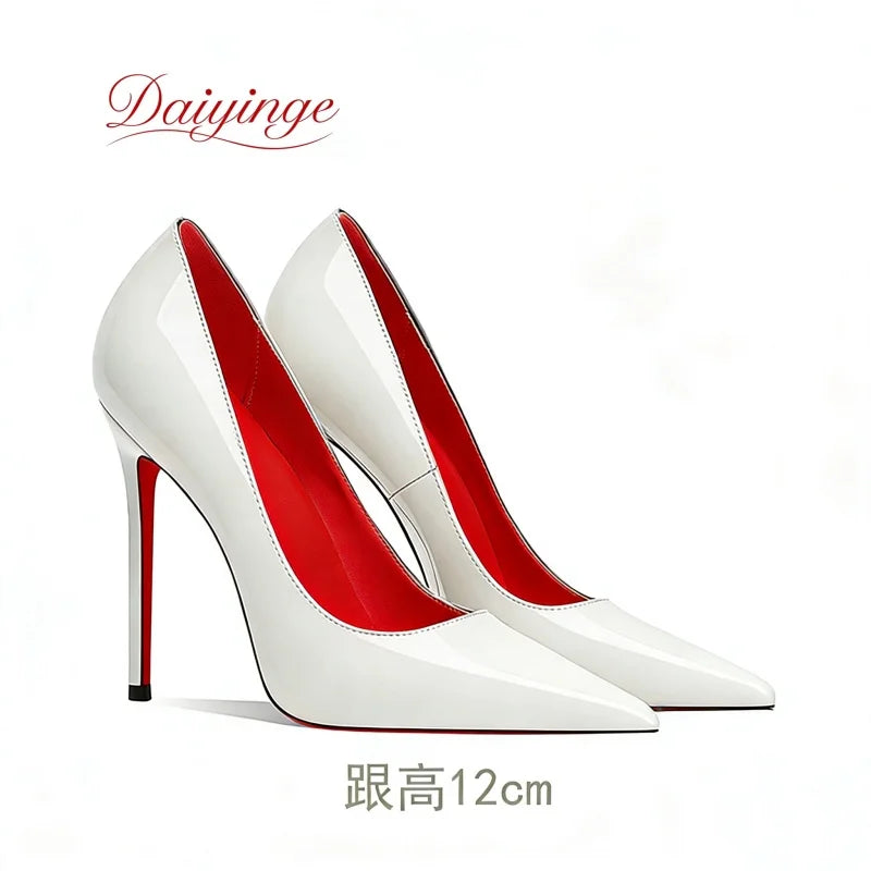 Zapatos de Tacon de Aguja con Suela Roja para Mujer, Punta Fina