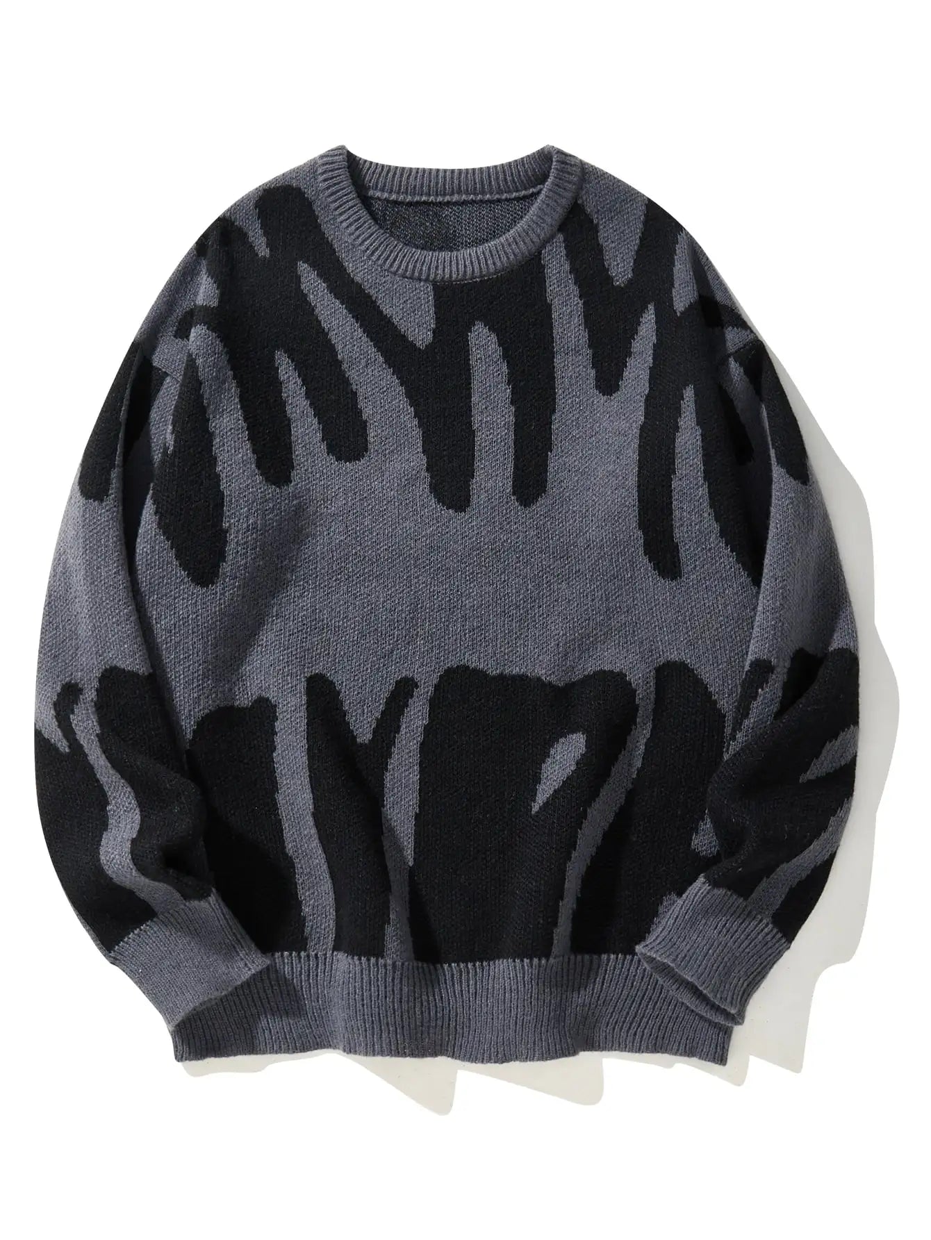 Nueva moda Otoño e Invierno suéter con patrón de Jacquard Irregular suéter informal de punto con bloques de Color para hombre
