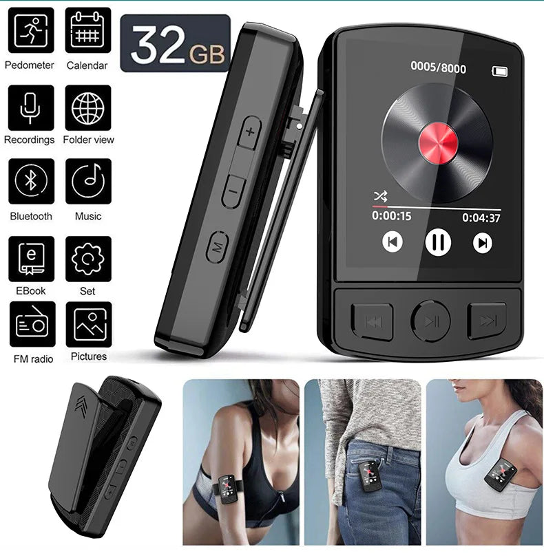Walkman Deportivo MP3 Bluetooth 5.0 con Radio FM y Pantalla 1.8"