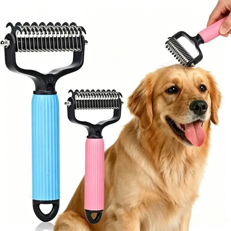 Peine Profesional Universal de Doble Cara de Acero Inoxidable para Desenredar el Pelo de Mascotas, Herramienta de Aseo para Eliminar el Pelo Suelto de Perros