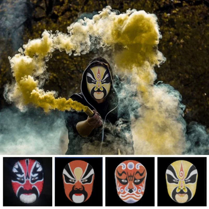 Máscara de luz LED inteligente programable con control por aplicación Bluetooth y pantalla para fotos personalizadas para cosplay, fiestas de Halloween